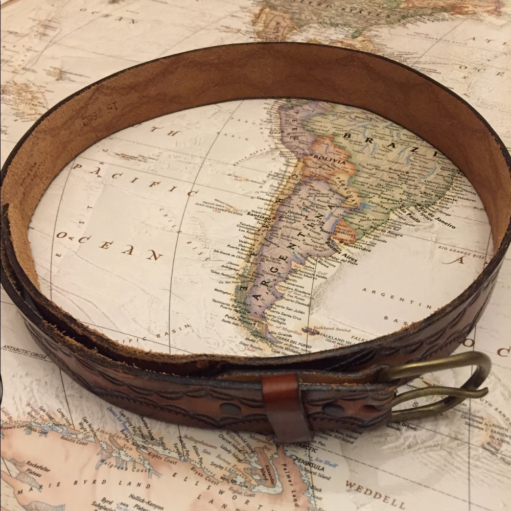 Vintage Tooled Leather Belt